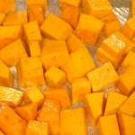Butternut squash diced ready for oven roasting