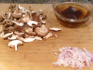 Chopped mushrooms and shallots