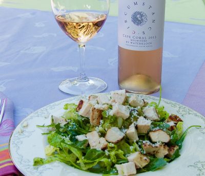 Spicy chicken salad and Waterkloof rose