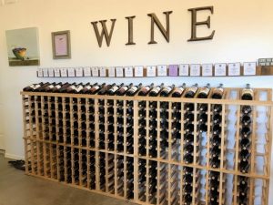 The wall of wine at Bodega Pierce
