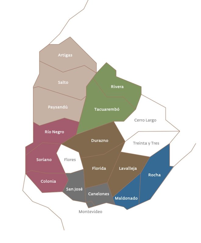 Map of Uruguay's wine regions