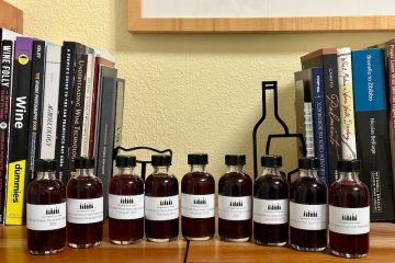 Photo of nine small bottles of Australian Pinot Noir