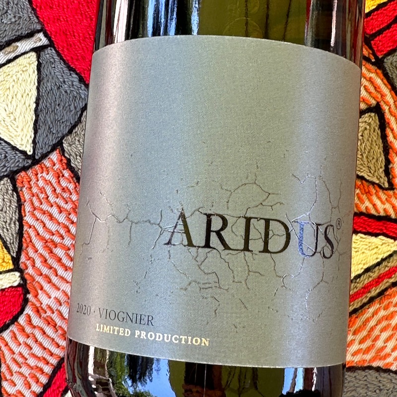 Photo of wine bottle label 2020 Aridus Viognier, Arizona