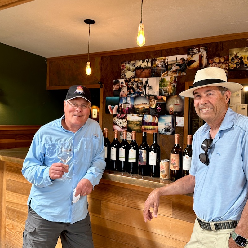 JR, left, with Peter in the Dos Cabezas WineWorks tasting room