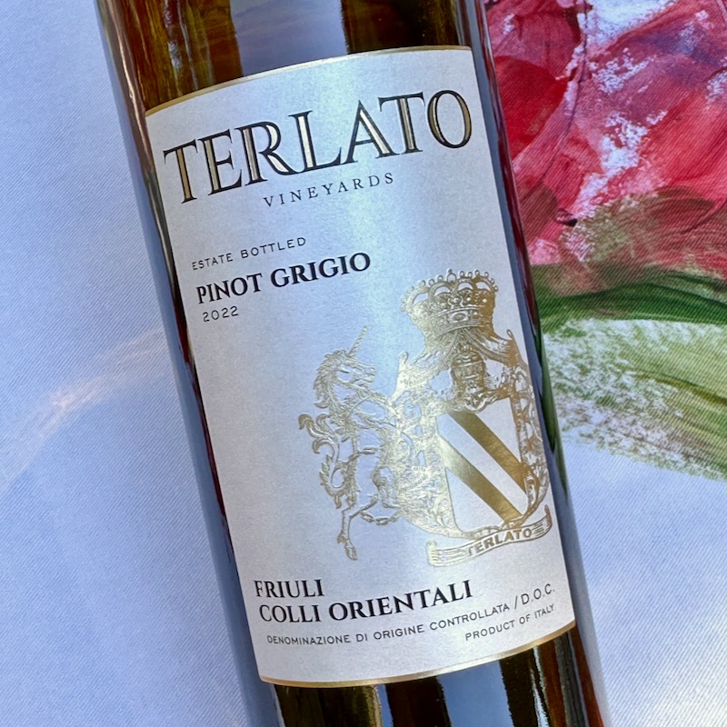 Photo of bottle of 2022 Terlato Vineyards Pinot Grigio Friuli Colli Orientali DOC