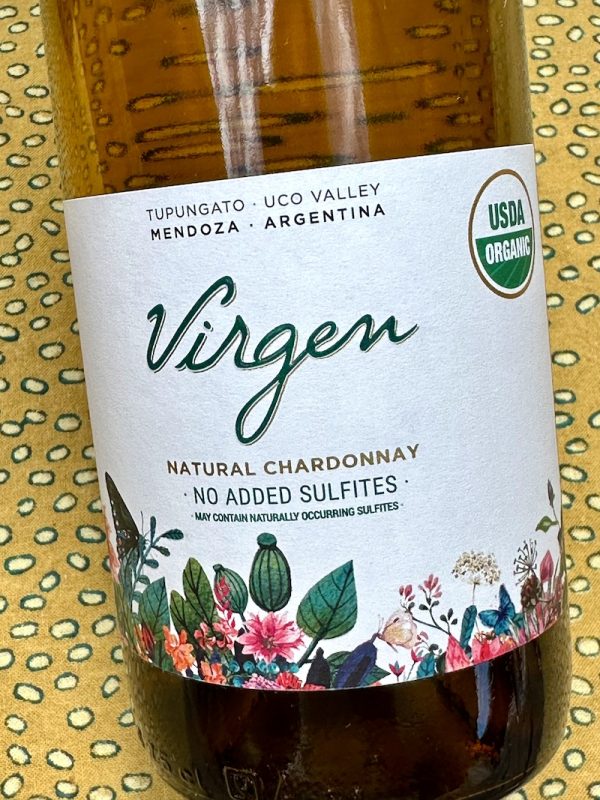 Photo of bottle label 2022 Domaine Bousquet Virgen Chardonnay, Tupungato, Uco Valley, Mendoza, Argentina
